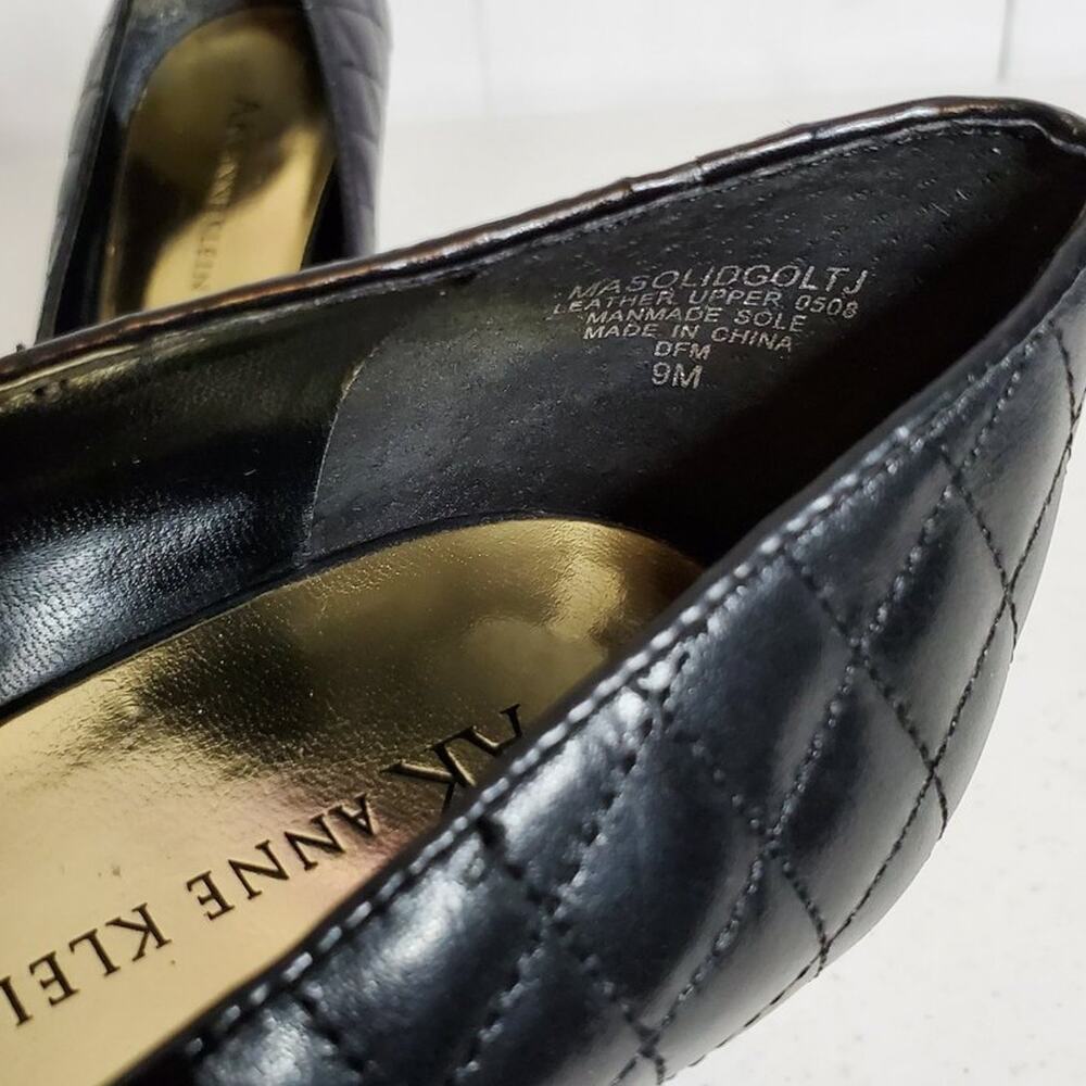 AK Anne Klein Quilted Leather Peep Toe Pumps Heels 9M - Picture 5 of 10